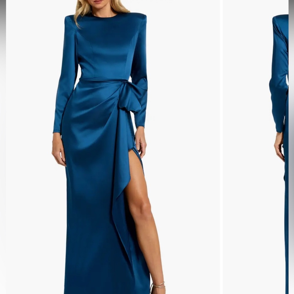 Ieena for Mac Duggal Teal Long Sleeve Dress